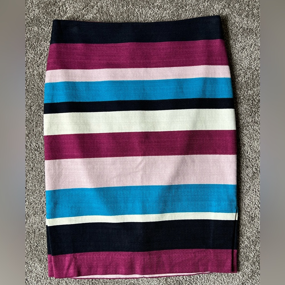 Loft multi color stripe pencil skirt